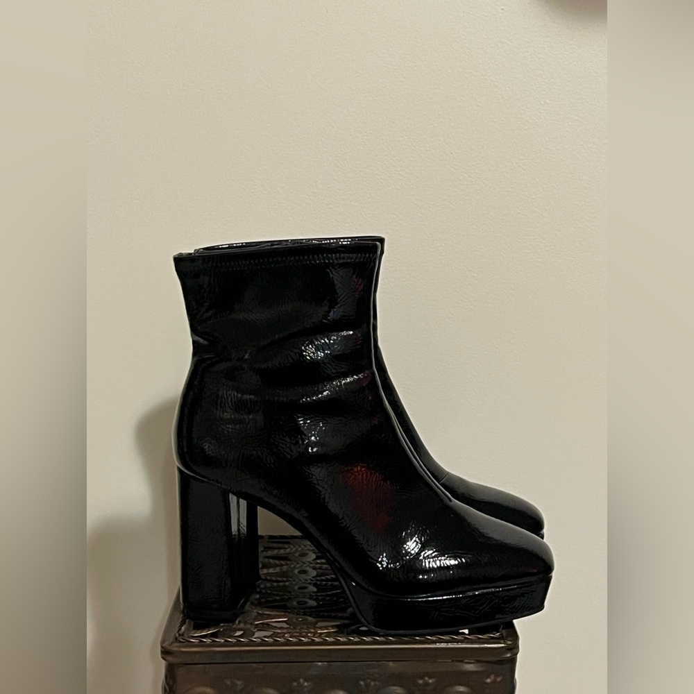 Black Patent Leather Ankle Boots
